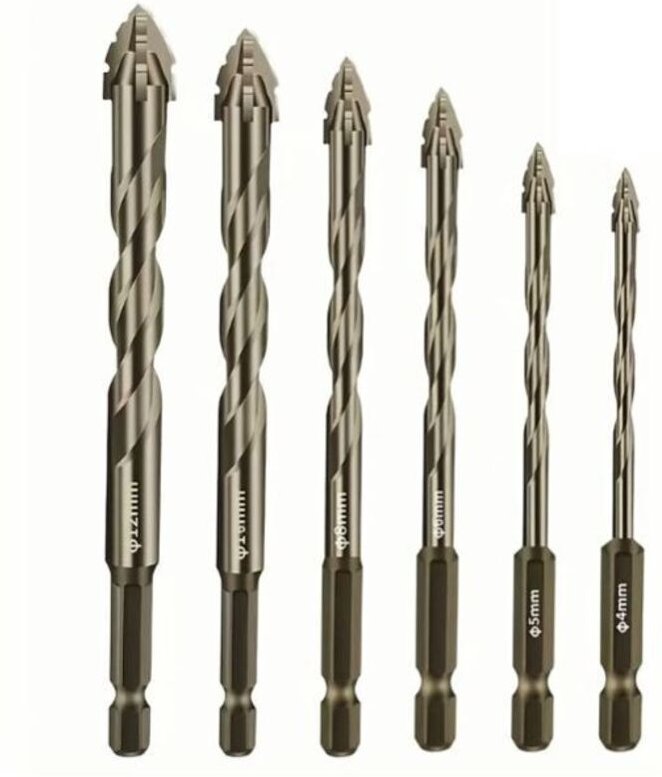 Exzenterbohrer mit vier Schneiden und Sägezähnen, Hartmetall-Bohrer, Mehrgrößen-Bohrerset für Holz und Metall (4/5/6/8/1...