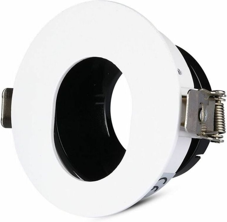 V-tac - Runder, verstellbarer GU10-LED-Einbaustrahlerhalter mit ovalem Loch, Farbe Weiß mit schwarzer Innenseite