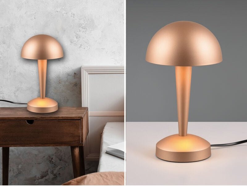 Reality Leuchten - led Tischleuchte canaria aus Metall mit Touchfunktion Coffee Gold, Höhe 26cm