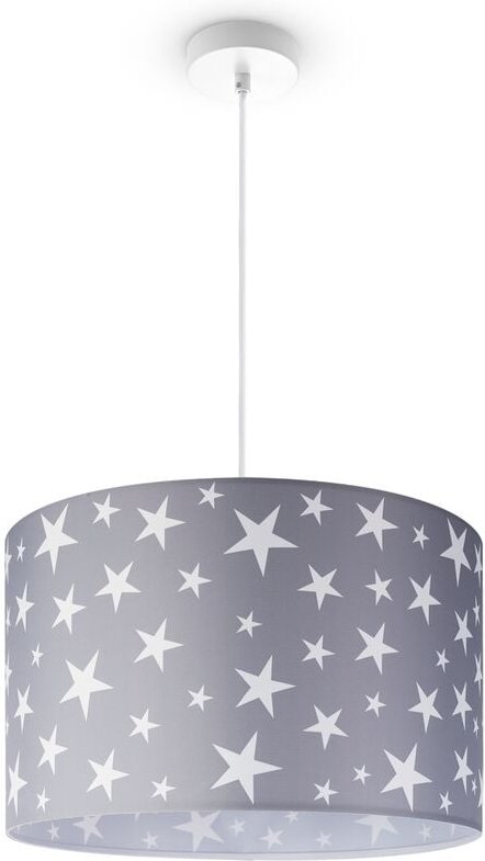 Paco Home - Deckenlampe Kinderzimmer Pendelleuchte Baby Lampenschirm Stoff Rund Sterne Pendelleuchte - Weiß, Design 6 (Ø...