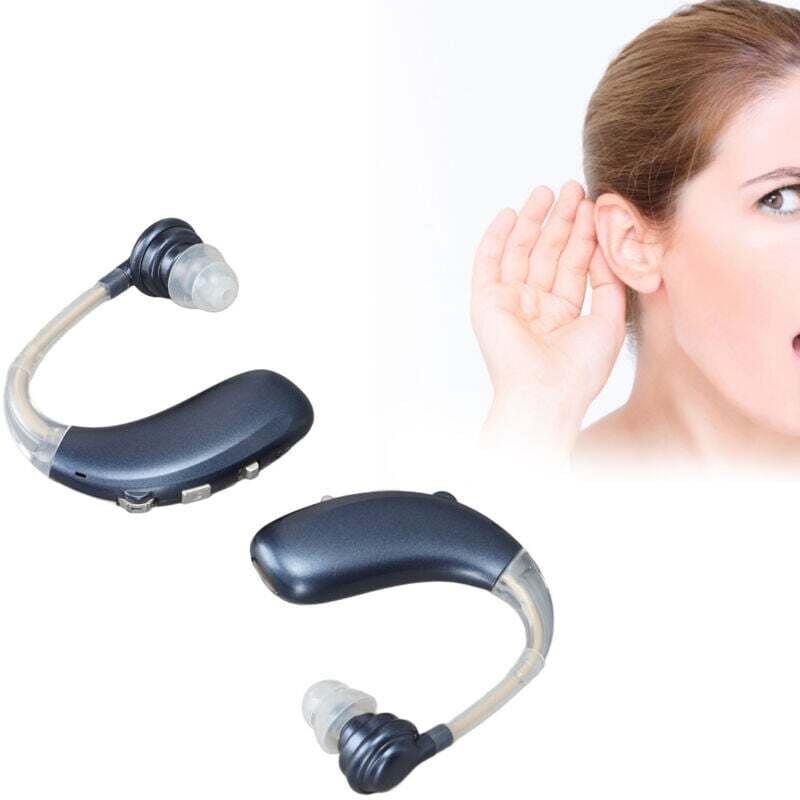 Paar Hörgeräte, ABS-Silikon, wiederaufladbar, ergonomisch, medizinisches Gerät, blau, DUBUNS