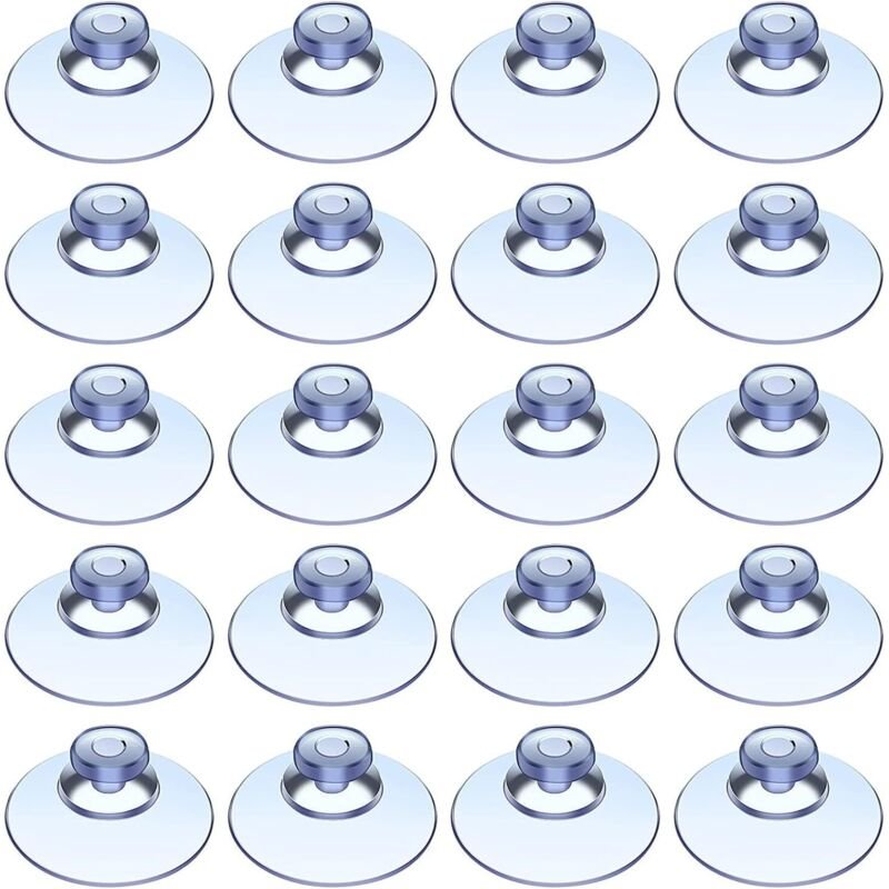 Linghhang - 20 Saugnäpfe aus Kunststoff, transparente Saugnäpfe ohne Haken, Pilzkopf-Saugnäpfe für Outdoor, Küche, Badez...