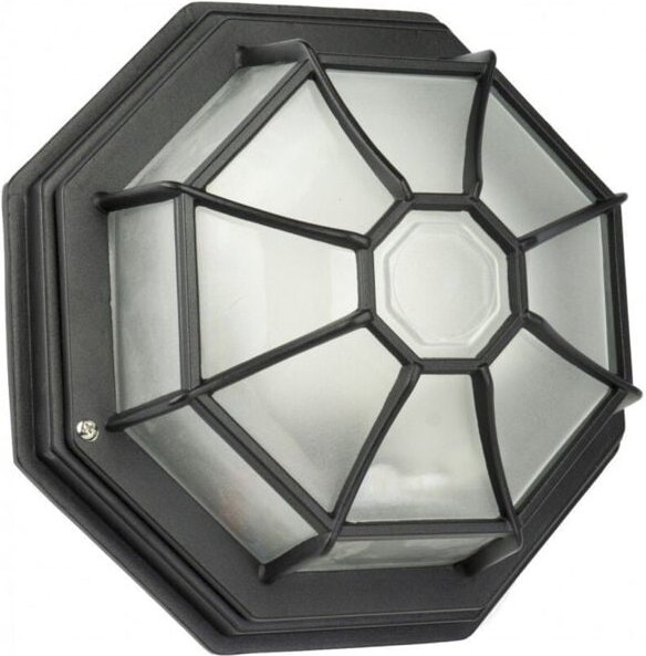 Außenwand- und Deckenleuchte 26,5 cm Aluminium und Glas 1xE27 schwarz IP44 SU-MA Retro K 3012/P SZ