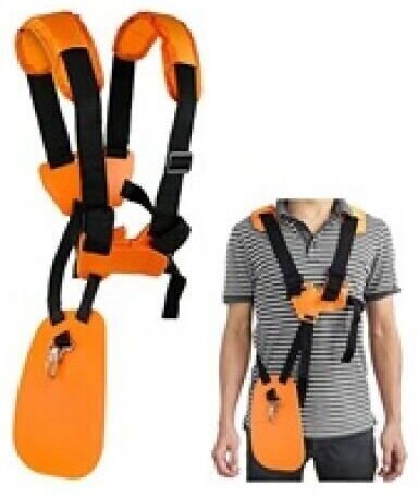 Freischneider-Tragegurt – Doppelschultergurt für Rasenmäher mit verstellbarem, strapazierfähigem Nylongurt, orangefarben