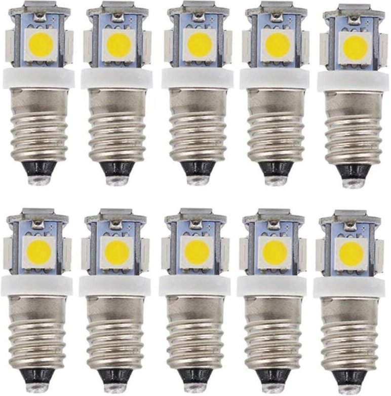 E10 AC LED Ampullen-10 Stück 6V 5 Lampen LED-E10 Miniature Vis 50Lm (AC 6V)