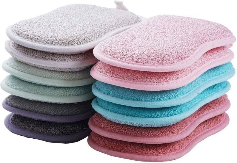 Shining House - Set mit 10 waschbaren und wiederverwendbaren Mikrofaserschwämmen – Geschirrspül- und Küchenschwämme