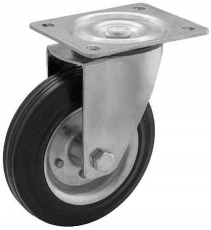 Lenkrollensatz, 100mm Durchmesser Stahl-Gummi-Lenkrolle