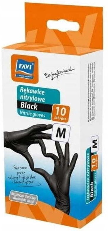 Schwarze Nitrilhandschuhe, 10 Stück, strapazierfähig "M"