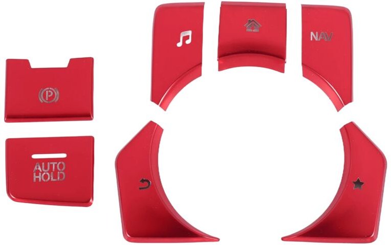 7 StüCke Rot Elektronische Hand Bremse Multimedia Taste Abdeckung Verkleiodung für 3 6 -5 -9 2016-2020 Mittel Konsole Au...