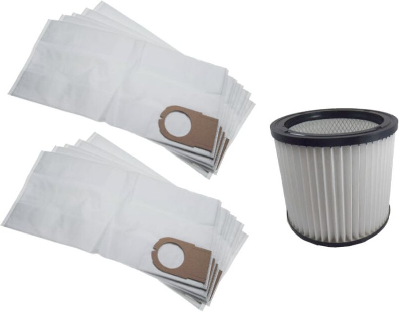 Set: Vliesbeutel (10x) + Lamellenfilter kompatibel mit Parkside 72800205, Lavor 3.752.0032, Bosch 2607432001 / Staubsaug...