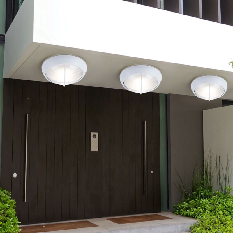Außenwandleuchte weiß Fassadenlampe rund Haustürleuchte led Gartenlampe, Aluguss Glas, 7W 550lm warmweiß, DxT 26x10 cm, ...
