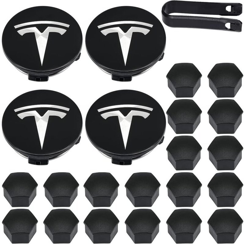 Radnabenkappen-Set – Radmutternabdeckungen für Tesla Model 3, Model Y, Model S, Model X, silbernes Logo