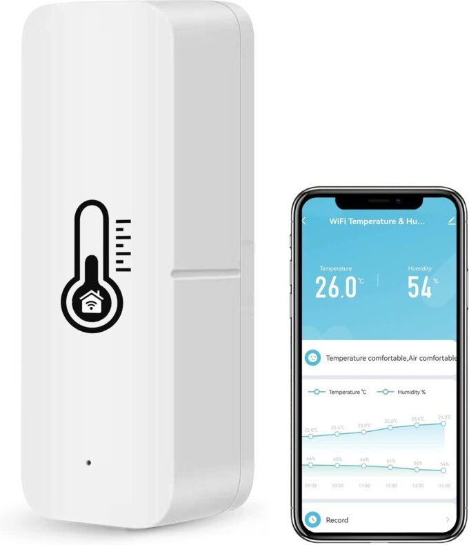 Intelligentes WiFi-Thermometer-Hygrometer, Bluetooth-Innen-/Außentemperatur- und Luftfeuchtigkeitssensor, Alexa/Google A...