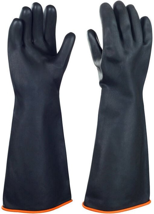 Chemikalienbeständige Latexhandschuhe, lange Gummi-Schutzhandschuhe für die Industrie, robuste schwarze Handschuhe, 1 Pa...