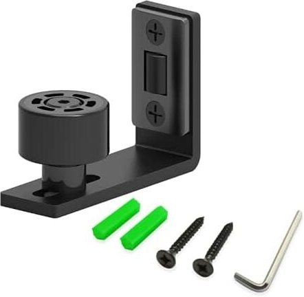 Thumbnail - Verstellbare schwarze Bodenführung, untere Führung für Schiebetüren, Wand/Tür aus Holz