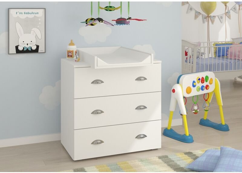 Kommode mia 80 cm mit wickeltisch in weiß matt