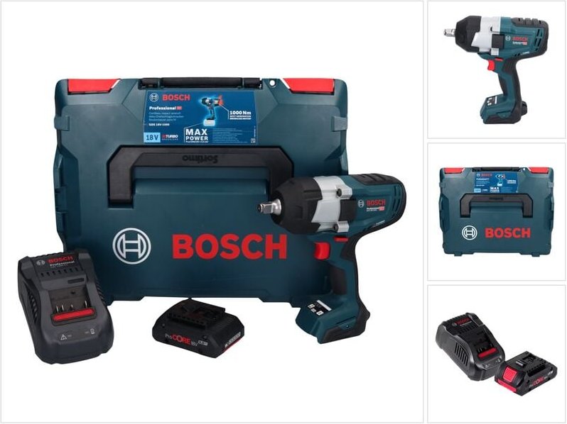 Bosch gds 18V-1000 Professional Akku Drehschlagschrauber 18 v 1000 Nm biturbo Brushless + 1x ProCORE Akku 4,0 Ah + Ladeg...
