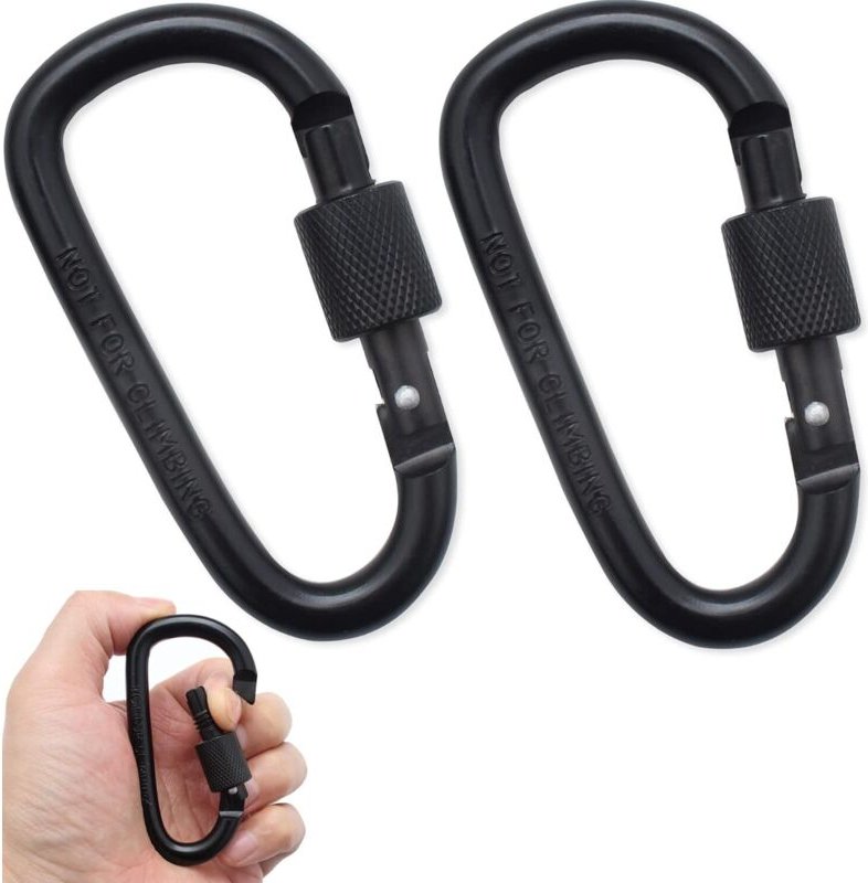 Karabiner, taktischer Karabiner, schwarzer Karabiner-Schlüsselanhänger, Karabiner aus Aluminiumlegierung mit Schraubvers...