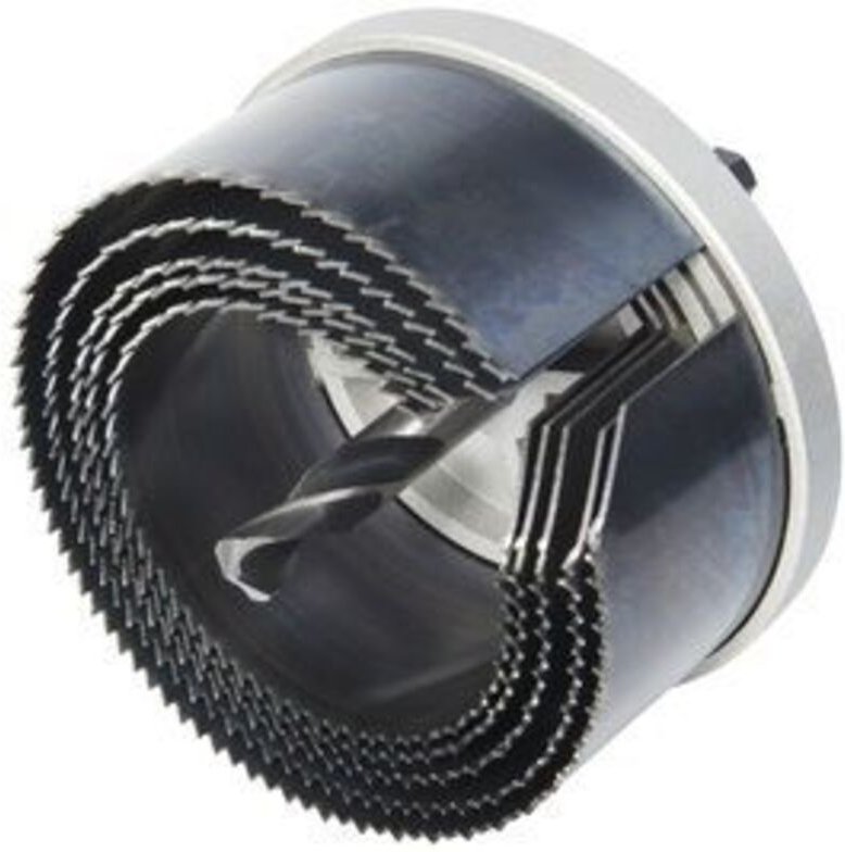 Wolfcraft Standard-Lochsägen Set 68, 74, 80, 90, 100 mm Sechskant Forstnerbohrer & Lochsägen