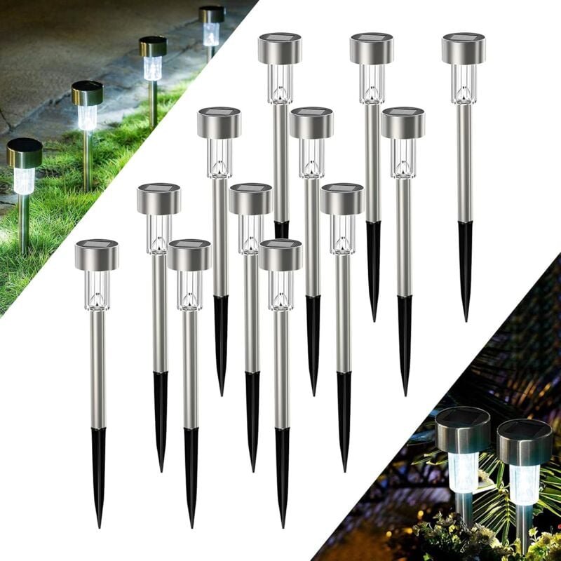 Thumbnail - Solarleuchten für den Außenbereich, Garten, 12 Stück, rostfreie LED-Solarlampe für den Außenbereich, IP44 wasserdichte D...