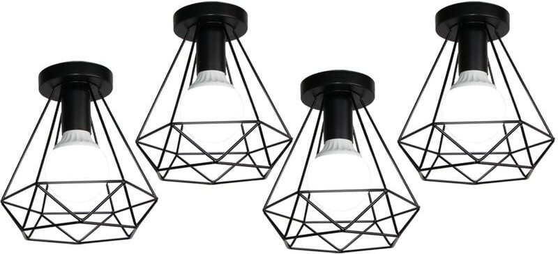 Thumbnail - Deckenleuchte Vintage Industri Diamant Deckenlampe mit Ø20cm Käfig Semi-Flush Mount Eisen Licht E27 Lampenfassung für Es...