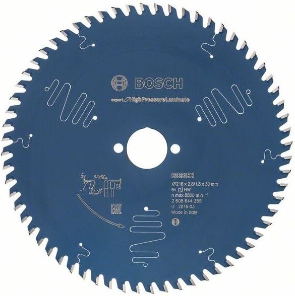 Kreissägeblatt Expert for High Pressure Laminate, 216 x 30 x 2,8 mm, 64 Zähne - Bosch