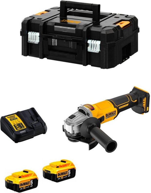 Mini-Winkelschleifer DeWALT DCG407P2T (2 x 5,0 Ah + DCB1104 + TSTAK II)