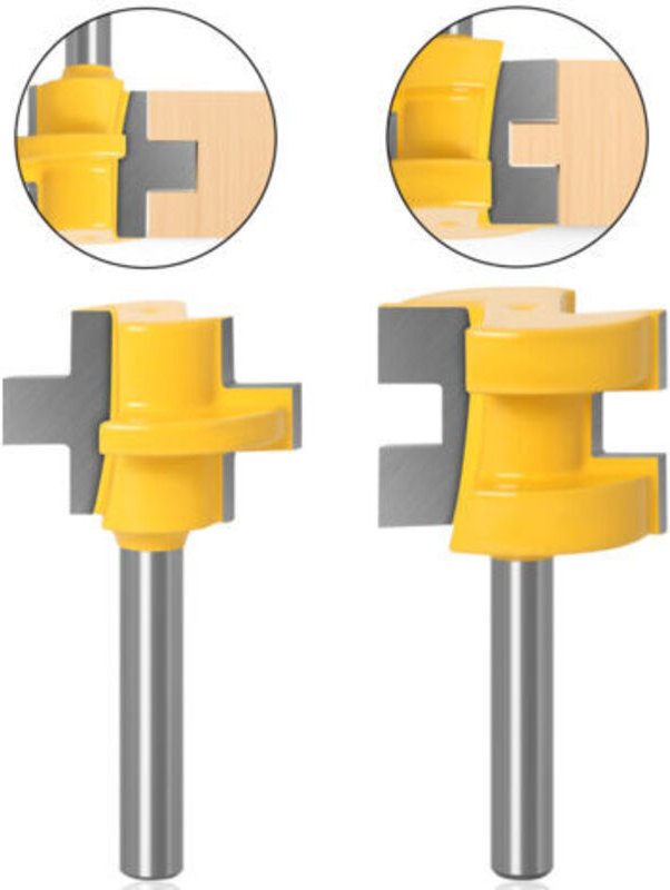 2er-Set Nutmesser, T-förmiges Vierkant-Zahnmesser, für Holz- und Bodennutfräser (1/4" Schaft)