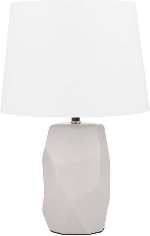 Beliani - Tischlampe Rosa Keramik 43 cm Stoffschirm Weiß geometricher Fuß Kabel mit Schalter Moderner Minimalistischer S...