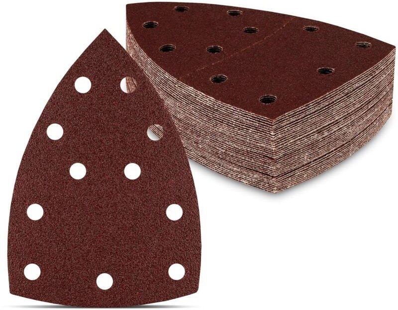 Schleifpapierdreiecke, 50 Stück, 11 Löcher, 105 x 152 mm, Körnung 120, für Mehrzweckschleifer, Schleifpapier