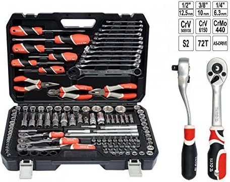 Yato - YT-38881 - Steckschlüsselsatz 1/4', 3/8', 1/2'129tlg.