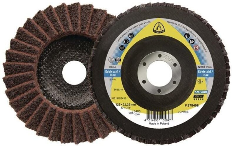 Klingspor - Fächerscheibe smt 800 ø 115 mm Körnung medium 12° gewölbt inox Normalkorund