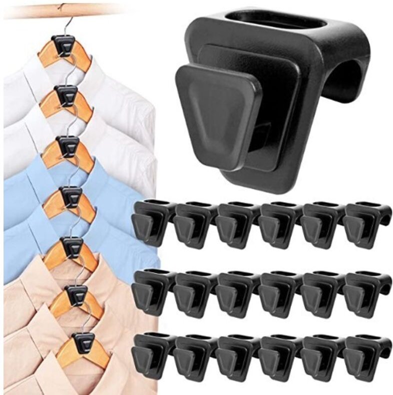 Lntyq 18 Stück platzsparende Kleiderbügelhaken, Kleiderbügelverbinder, strapazierfähiger Kleiderbügelhaken aus Kunststof...
