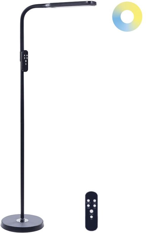 LED-Stehlampe Schwarz Kunststoff 160 cm Höhe Dimmen Fernbedienung Moderne Beleuchtung Heimbüro