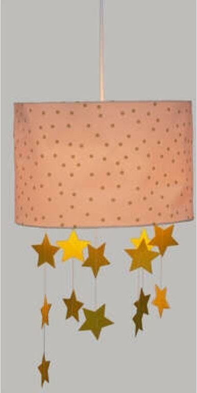Rosa hängender Lampenschirm mit Sternen Ø30xH20 cm