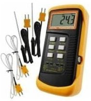 Thumbnail - Thermometer Typ K mit Thermoelementsensor 1300 °C (°C, °F und K mit 4 Thermoelementen (verkabelt und Edelstahl)