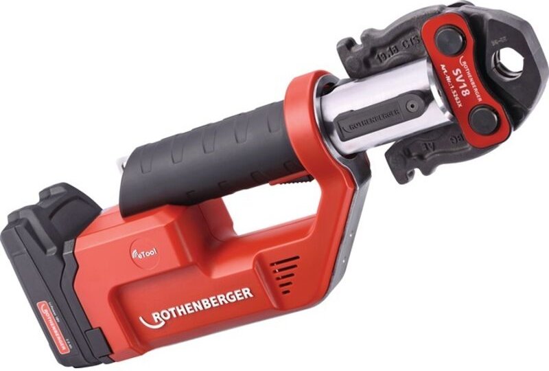Rothenberger ROMAX Compact TT elektrohydraulische Fitting - Pressmaschine Set mit Pressbacken TH16-20-26, 1x2Ah