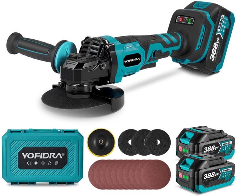 Onevan - Winkelschleifer BürstenlosenAkku-Winkelschleifer 125mm mit 2 Batterie+Werkzeugkästen