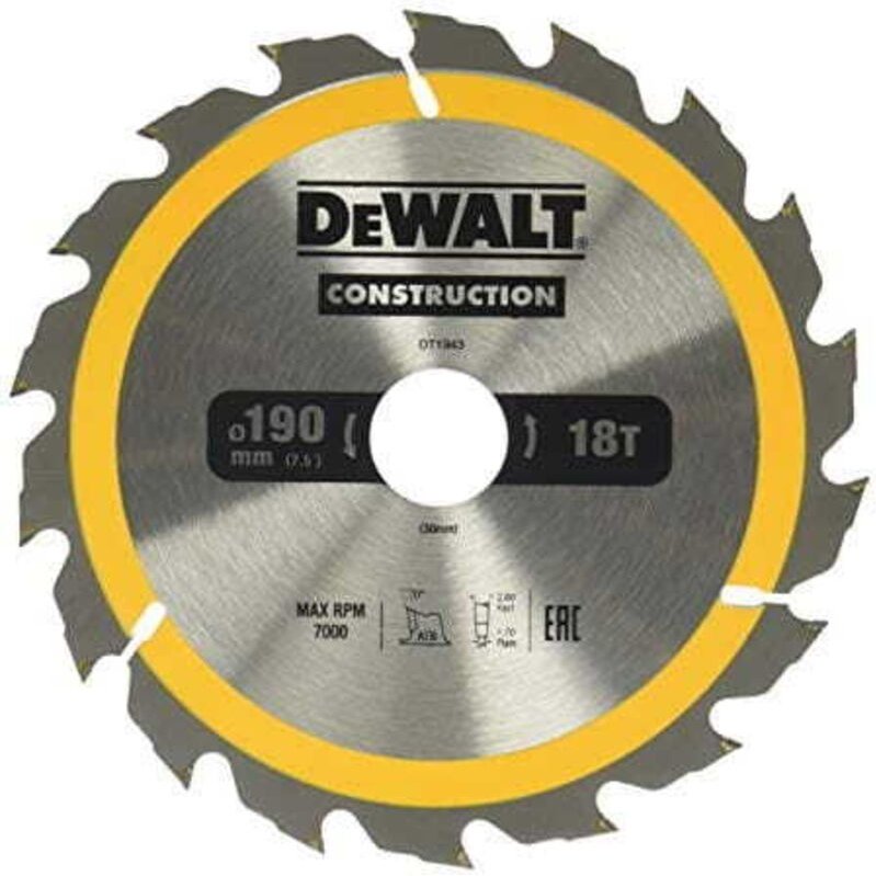 DT1945-QZ Kreissägeblatt 190 x 30 mm, 40 Zähne, genageltes Holz - Dewalt