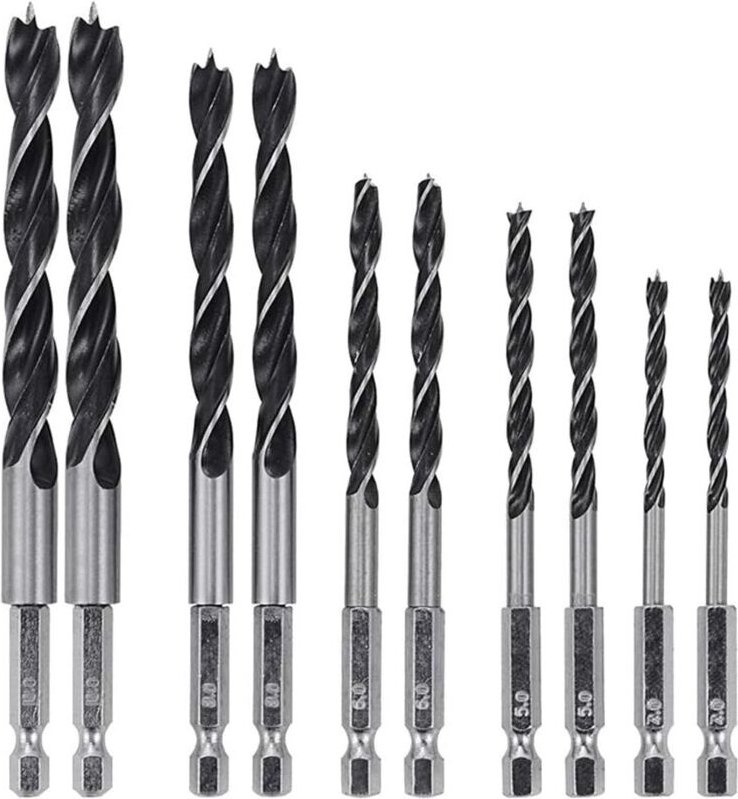 2er-Set, 5-teilig, 6,35 m, Sechskantschaft, HSS-Spiralbohrer, Dübel-Spiralbohrer, Holzbearbeitungs-Bits, 4 mm, 5 mm, 6 m...