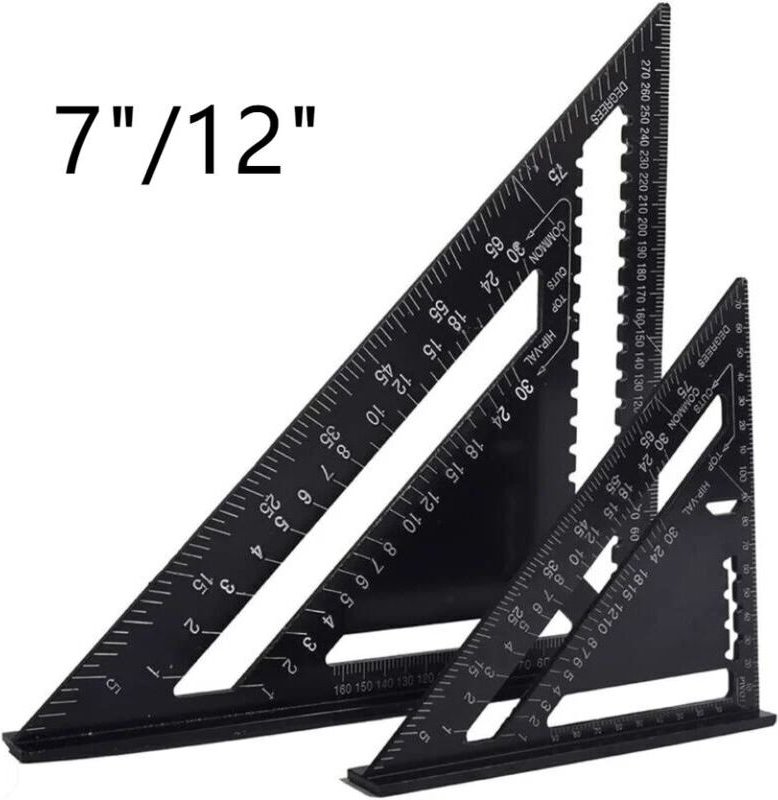 Multifunktions-Zimmermannswinkel 18 cm und 30 cm, Dreieck-Winkellineal, Winkelmesser, Tischler-Messwerkzeug 7'/12'