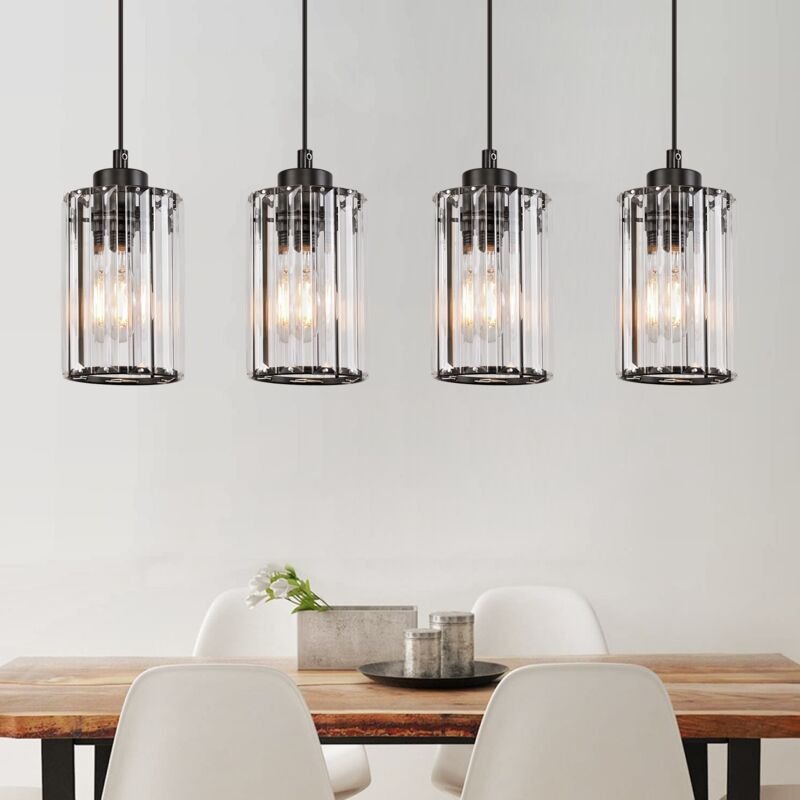 Gbly - Pendelleuchte Esstisch Esszimmerlampe Hängend - Hängelampe Schwarz Modern Esstischlampe Wohnzimmer Schlafzimmer 4...