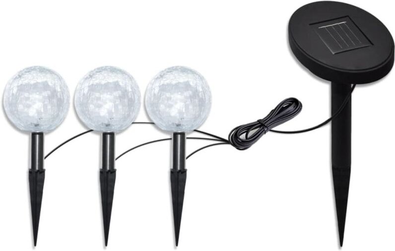 Solarkugel 3 led Gartenleuchten mit Erdspießen & Solarmodul Vidaxl