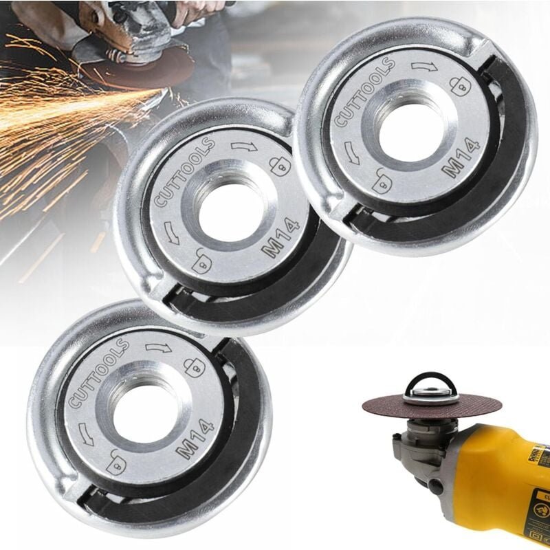3-teilige M14-Schnellspannmutter für Winkelschleifer, M14-Schnellspannmutter für Schleifmaschine, Kontermuttern für elek...