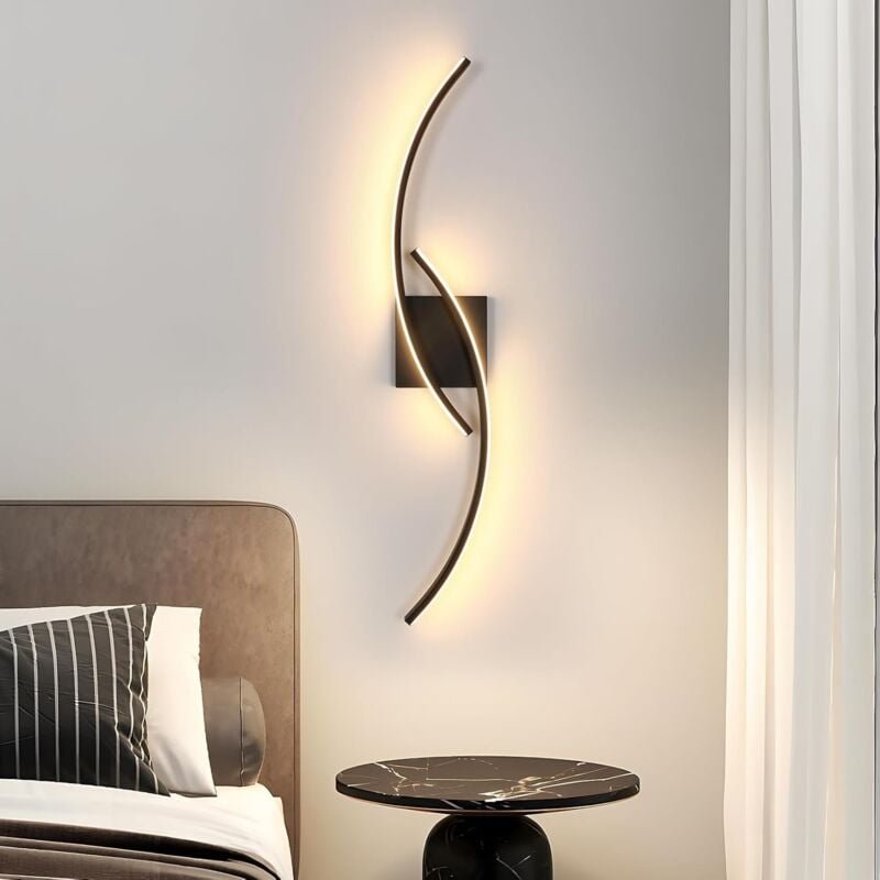 Wandleuchte Innen, 27W 3000LM Moderne Wandlampe Liniendesign, 3000K Warmweiß, Wandleuchte für Schlafzimmer Wohnzimmer Fl...