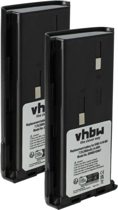 Thumbnail - Vhbw - 2x Akku Ersatz für Bidatong BD-15-L für Funkgerät, Walkie Talkie (2000 mAh, 7,2 v, NiMH)