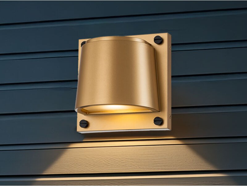 Hinkley - led Außenwandleuchte scout Downlight Messing, Höhe 16,5cm