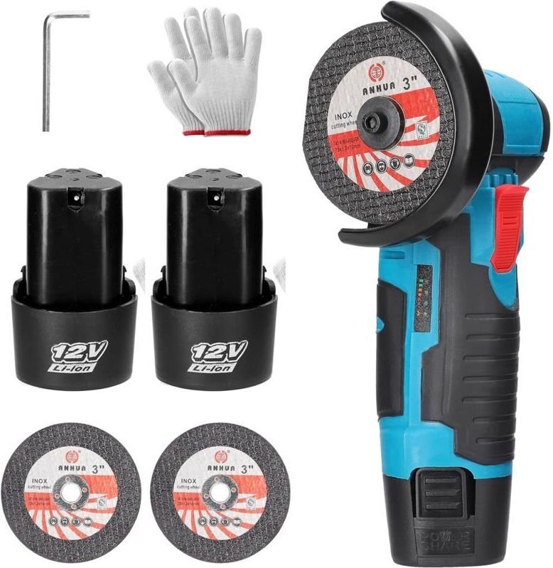 Vtizikl Mini Meuleuse d'angle Sans Fil, Outil de meulage électrique, broyeur portable pour couper l'acier de pierre de b...