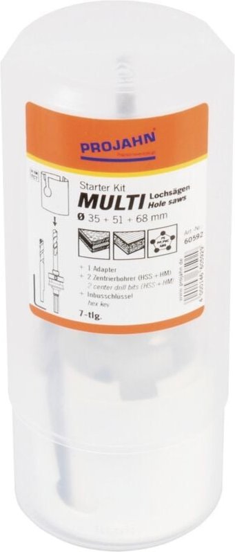 Starter Kit tct 7-tlg. im Blister bestehend aus den TCT-Lochsägen: 68, 51 und 35 1 x Adapter, 2 x Zentrierbohrer, 1 x In...