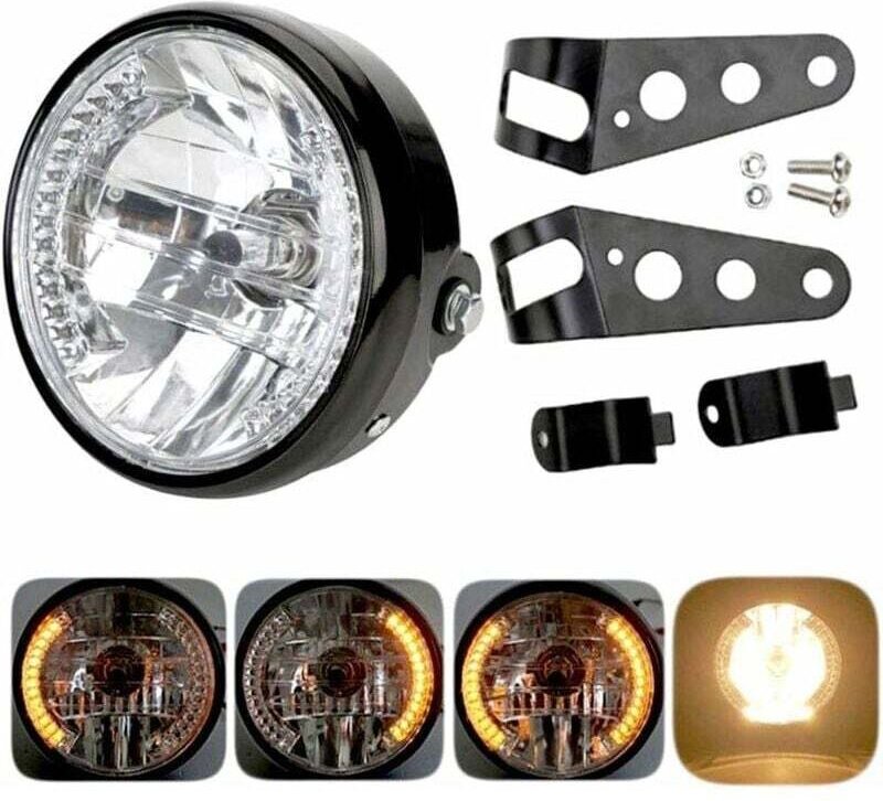 Runder Motorradscheinwerfer - LED-Projektor mit Montagehalterung - 12 V 7" Halogen-LED